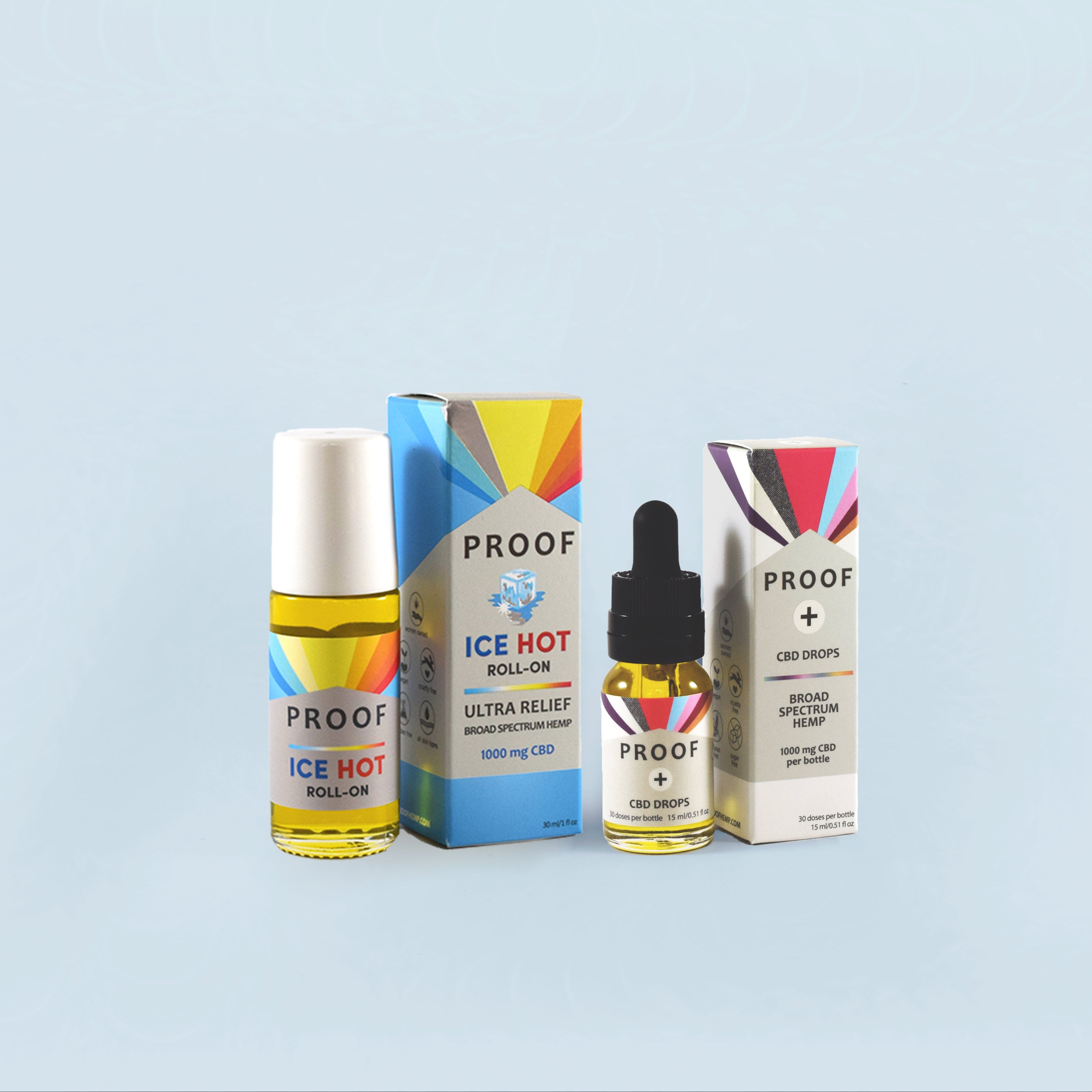 Proof Relief & Recovery Bundle with CBD Drops and Ice Hot Roll-on